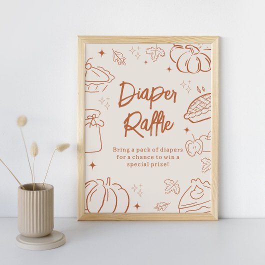Little Cutie Pie Baby Shower Diaper Raffle Sign ポスター
