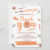 Little Cutie Pie Fall 1st Birthday サンキューカード (正面)