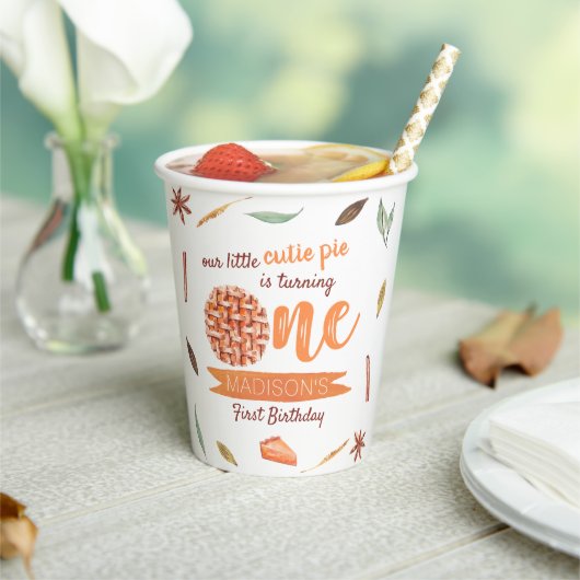 Little Cutie Pie Fall 1st Birthday 紙コップ (インサイチュ)