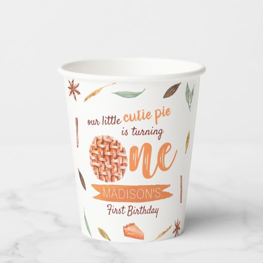 Little Cutie Pie Fall 1st Birthday 紙コップ (裏面)