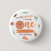 Little Cutie Pie Fall 1st Birthday Party Favor 缶バッジ (正面)