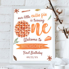 Little Cutie Pie Fall 1st Birthday Party Welcome ポスター