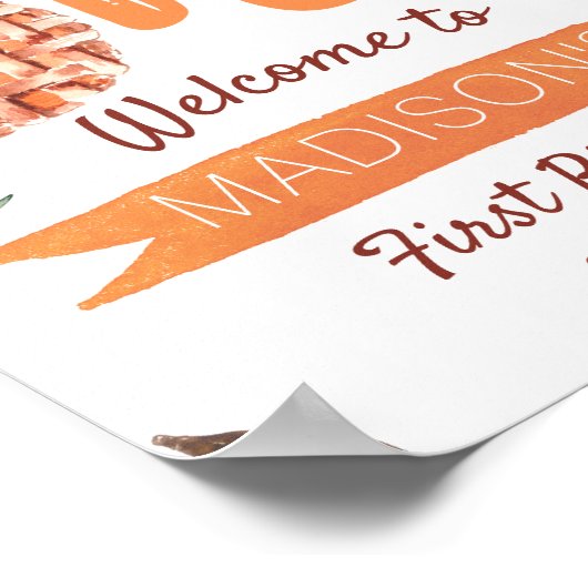 Little Cutie Pie Fall 1st Birthday Party Welcome ポスター (角)