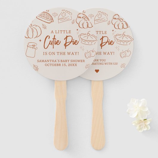 Little Cutie Pie Fall Baby Shower ハンドファン (正面&裏面)