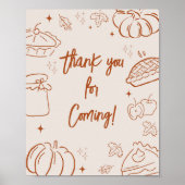 Little Cutie Pie Fall Baby Shower Thank you Sign ポスター (正面)
