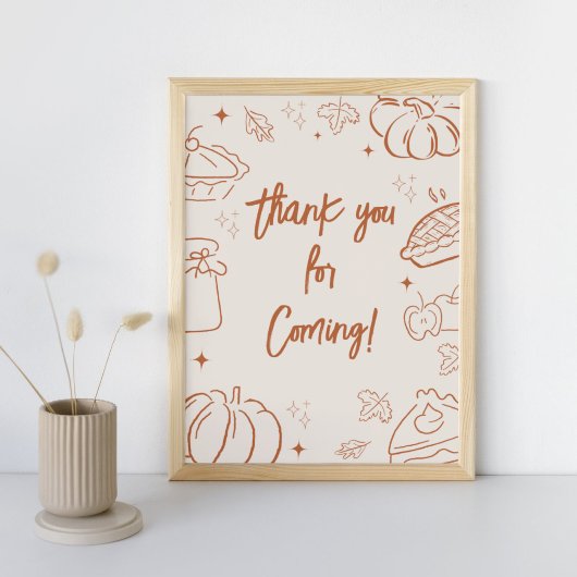 Little Cutie Pie Fall Baby Shower Thank you Sign ポスター