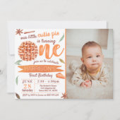 Little Cutie Pie Fall Photo 1st Birthday 招待状 (正面)