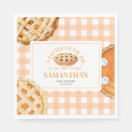 Little Cutie Pie Gingham Baby Shower スタンダードランチョンナプキン (正面)