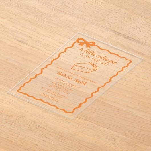 Little Cutie Pie hand draw doodle Fall Baby Shower アクリル招待状 (レイダウン)