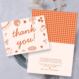 Little Cutie Pie On The Way! Fall Baby Shower サンキューカード