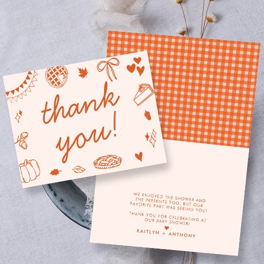 Little Cutie Pie On The Way! Fall Baby Shower サンキューカード