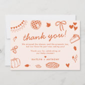 Little Cutie Pie On The Way! Fall Baby Shower サンキューカード (正面)