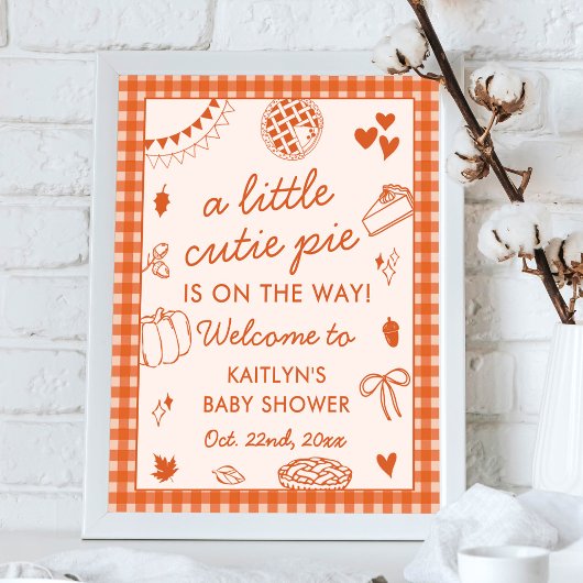 Little Cutie Pie On The Way! Fall Baby Shower ポスター