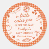 Little Cutie Pie On The Way! Fall Baby Shower ラウンドシール (正面)