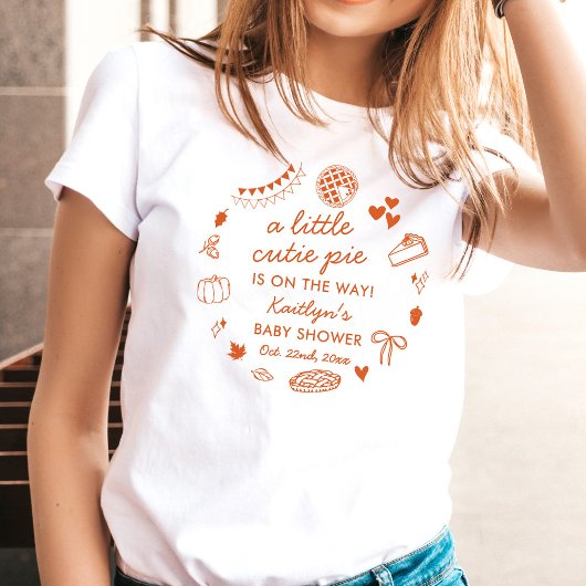 Little Cutie Pie On The Way! Fall Baby Shower Tシャツ