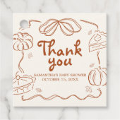 Little Cutie Pie Pumpkin Baby Shower Square フェイバータグ (正面)