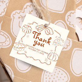 Little Cutie Pie Pumpkin Baby Shower Square フェイバータグ