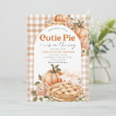 Little Cutie Pie Rustic Floral Gingham baby shower 招待状 (スタンド正面)