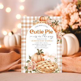 Little Cutie Pie Rustic Floral Gingham baby shower 招待状