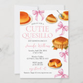 Little Cutie quesillo ピンク リボン ベビーシャワー 招待状 (正面)