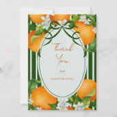 Little Cutie Stripes Citrus Oranges Baby Shower サンキューカード (正面)