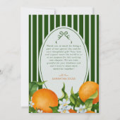 Little Cutie Stripes Citrus Oranges Baby Shower サンキューカード (裏面)