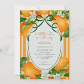 Little Cutie Stripes Citrus Oranges Baby Shower 招待状 (正面)