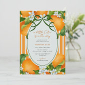 Little Cutie Stripes Citrus Oranges Baby Shower 招待状 (スタンド正面)