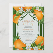 Little Cutie Stripes Citrus Oranges Baby Shower 招待状 (正面)