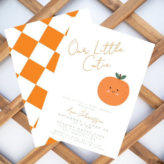Little Cutie Tangerine Citrus Baby Shower 招待状