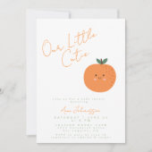Little Cutie Tangerine Citrus Baby Shower 招待状 (正面)