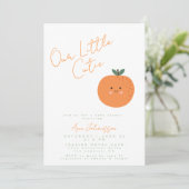 Little Cutie Tangerine Citrus Baby Shower 招待状 (スタンド正面)