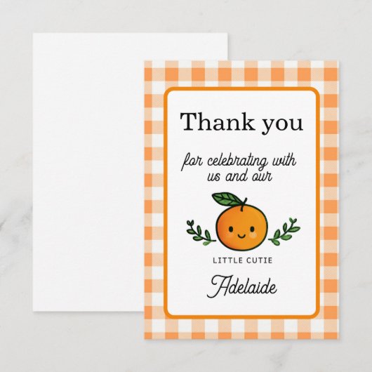 Little Cutie Thank You Card 1st Birthday  (正面/裏面)