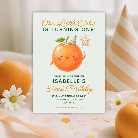 Little Cutie Turning One 1st Birthday Invitation 招待状