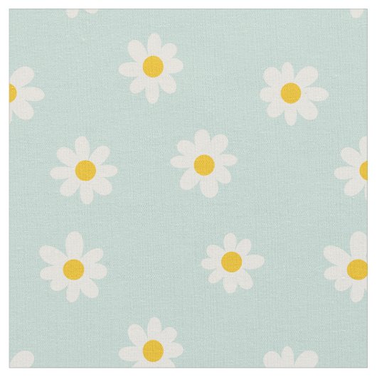 Little Daisies / soft teal  ファブリック (クローズアップ)