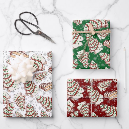 Little Debbie Christmas Tree Snack Cakes Gift Wrap ラッピングペーパーシート (正面)