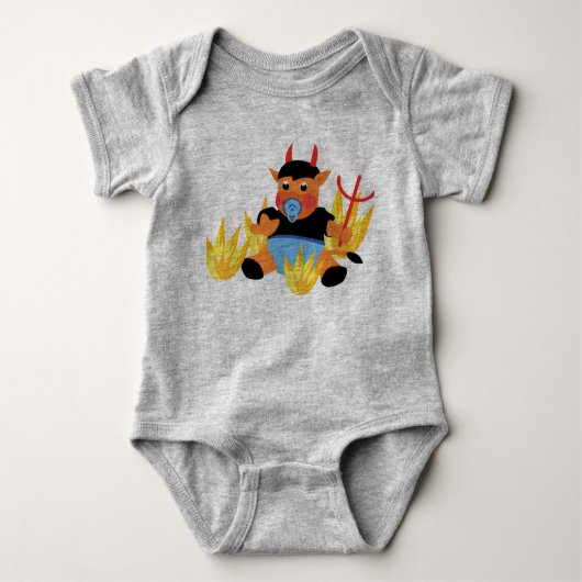 Little Devil Funny Baby Bodysuit - Artistic Cute  ベビーボディスーツ (正面)