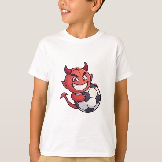 Little Devil with a soccer ball Tシャツ (正面)