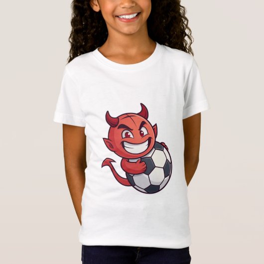 Little Devil with a soccer ball Tシャツ (正面)