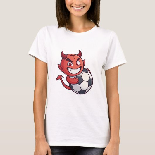 Little Devil with a soccer ball Tシャツ (正面)