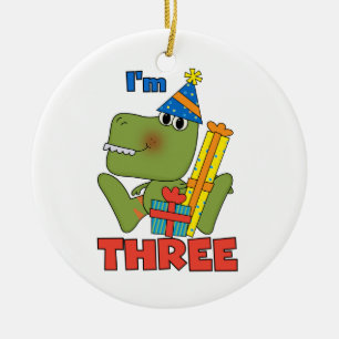 Little Dino誕生日Tシャツとギフト セラミックオーナメント