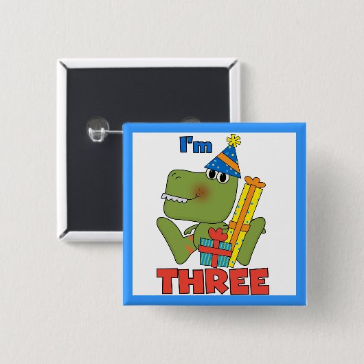 Little Dino誕生日Tシャツとギフト 缶バッジ (正面&裏面)