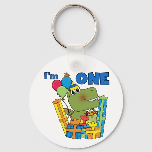 Little Dino 1st誕生日Tシャツとギフト キーホルダー (正面)