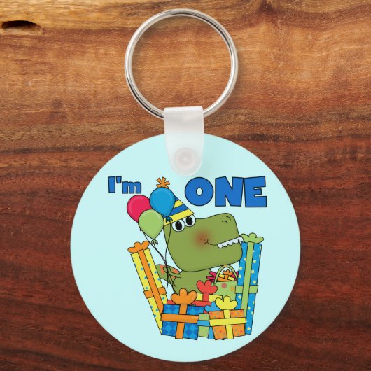 Little Dino 1st誕生日Tシャツとギフト キーホルダー (正面)