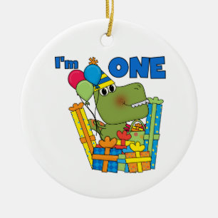 Little Dino 1st誕生日Tシャツとギフト セラミックオーナメント