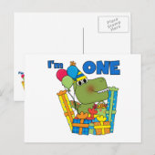 Little Dino 1st誕生日Tシャツとギフト ポストカード (正面/裏面)