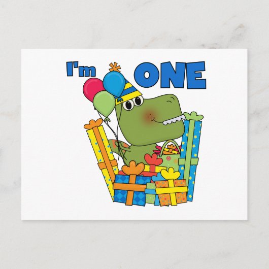 Little Dino 1st誕生日Tシャツとギフト ポストカード (正面)