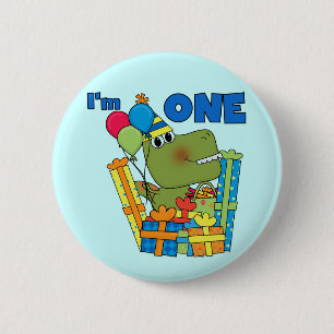 Little Dino 1st誕生日Tシャツとギフト 缶バッジ