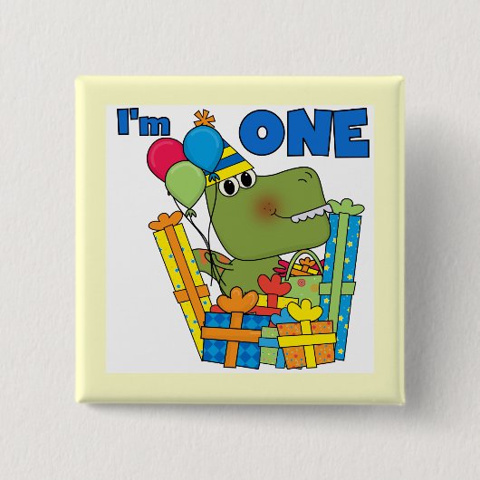 Little Dino 1st誕生日Tシャツとギフト 缶バッジ (正面)