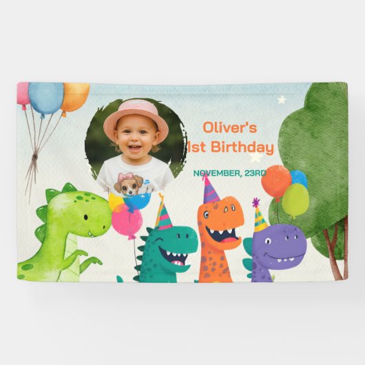 Little Dino 1st Birthday Banner 横断幕 (横)